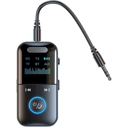 Bluetooth 5.4 Audio Adapter 3.5mm Aux Audio Ontvanger Zender Draadloze Bluetooth Adapter voor Luidspreker Oortelefoon Auto Ondersteuning TF Kaart black