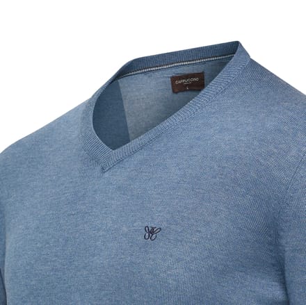 Cappuccino Italia - Heren Trui Pullover Salerno - Blauw - Maat M