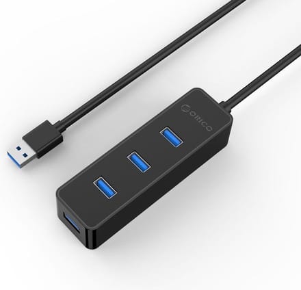 Orico - 4 poorts 5 Gbps USB 3.0 hub in strak modern design - met 30cm USB 3.0 datakabel - Zwart