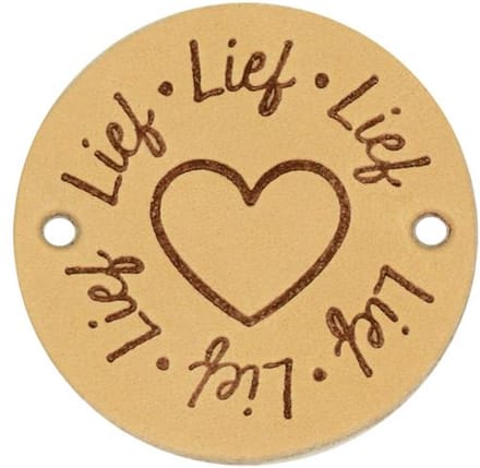 Durable Leren Labels "Lief" – 3,5 cm | 2 Stuks per Zakje | Verkrijgbaar in 4 Kleuren