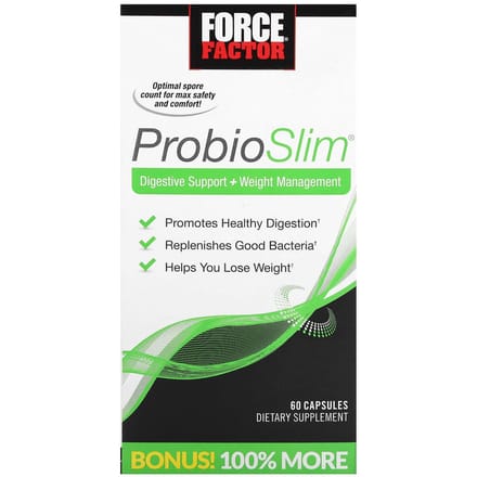 Force Factor, ProbioSlim, Soutien digestif et gestion du poids, 60 capsules