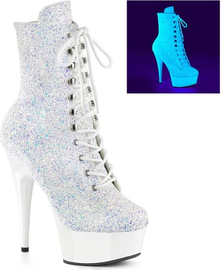 Pleaser - DELIGHT-1020LG Plateau Laarzen - US 6 - 36 Shoes - Wit