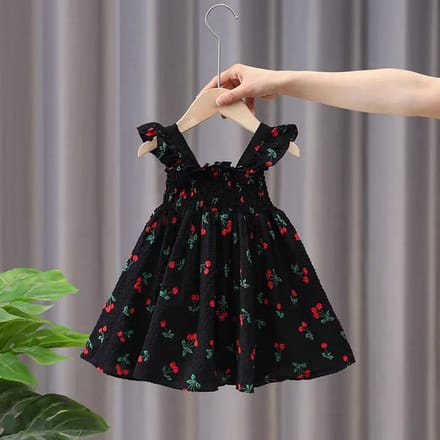 Robe dos nu pour fille, robe d'été, jupe fleurie à manches volantées, gilet, robe de princesse 90 noir