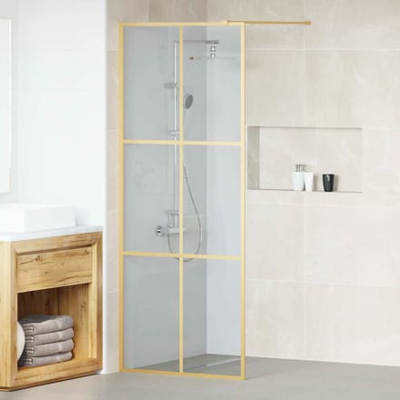 vidaXL - Inloopdouchewand - Goud - 80 - x - 195 - cm - gehard - glas