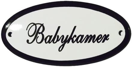 Emaille deurbord 'Babykamer' ovaal