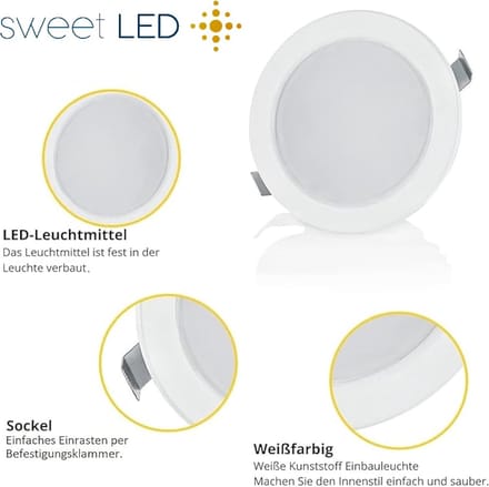 Set van 4 Platte LED Inbouwspots 12V IP44 Warm Wit