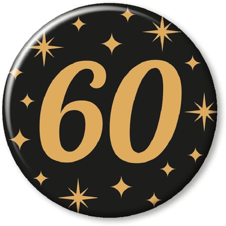 BTH - Buttons - 60 Jaar - Goud-Zwart - Badge - Speld - Verjaardag - Decoratie - Versiering - 60 Jaar Verjaardag - Button
