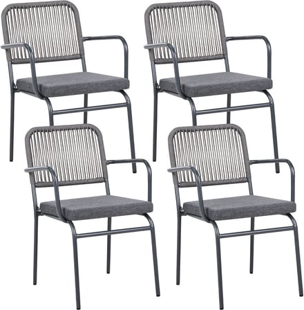 TACENO - Tuinstoel set van 4 - Grijs - Metaal/Aluminium