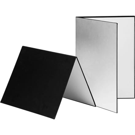 Panneau de diffusion de réflecteur de photographie pliant en carton de carton de photographie 3-en-1 (noir + blanc) A3 argenté