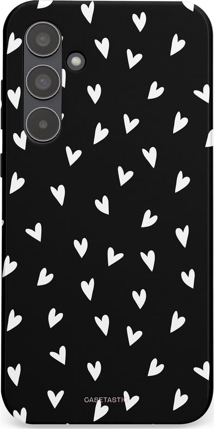 Casetastic hoesje geschikt voor Samsung Galaxy A55 - Dubbellaagse bescherming - Stippen Hart - Fashion Case - Zwart Grijs