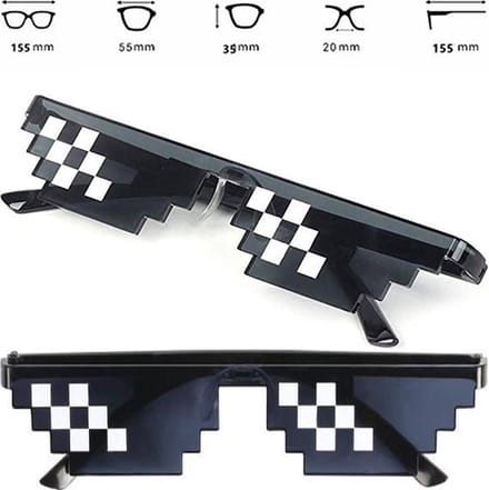 BIt Pixel Zonnebril I Thig Life Zonnebril I 6 Pixels I Verkleed Bril I Zwart