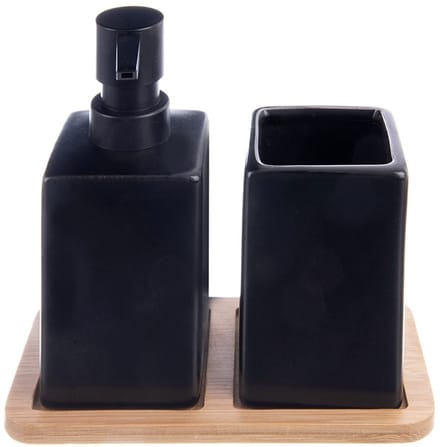 Zwarte dolomiet badkamerset, 3 stuks