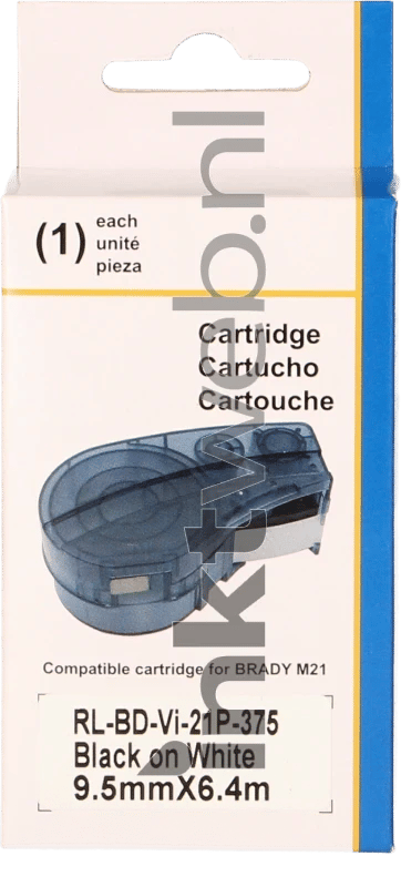 Huismerk Brady M21-375-595-WT zwart op wit breedte 9.5 mm