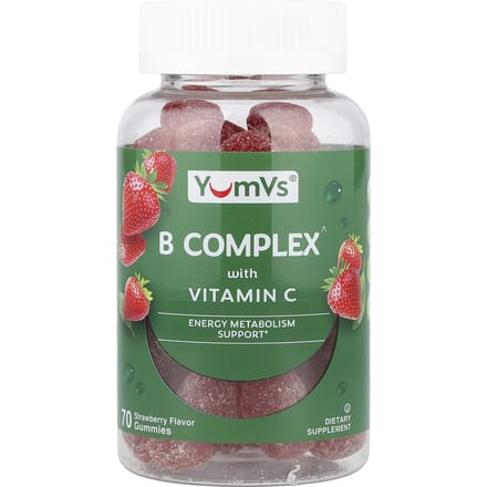 YumVs, Gommes Vitamine C Complexe B, Saveur Fraise, 70 Gommes