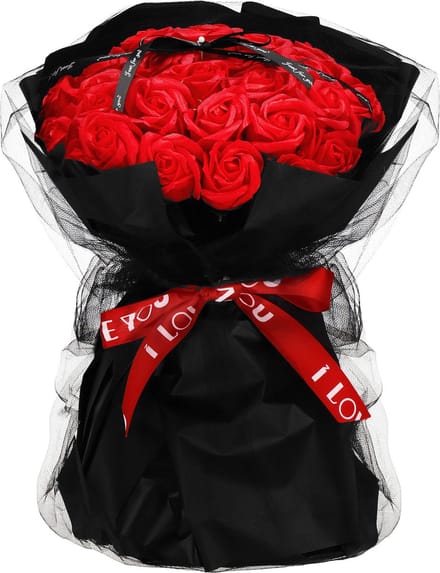 Springos Kunstboeket - Sierboeket - Decoratief - Zeep Rozen - Decoratief - Rood - 32 Stuks - 35 cm