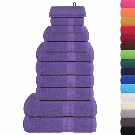 vidaXL - 12-delige - Handdoekenset - FROGN - 360 - g/m² - paars