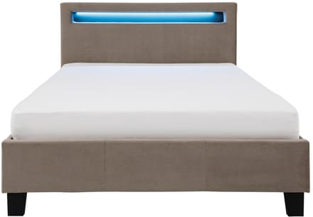 Gestoffeerd bed LASHIO 120x200 cm met led-verlichting – greige