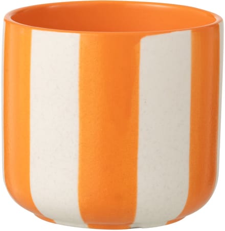 J-Line bloempot Gestreept - keramiek - oranje/wit - medium