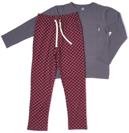 Little Label - heren pyjama - rode ruit - S/46 - Zachte BIO Katoen