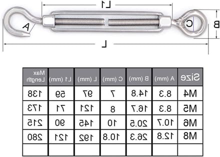 RVS Haak en Oog Spanning Lock met Draadspanning - Set van 10 Stuks voor M4/M5/M6/M8 Gebruik