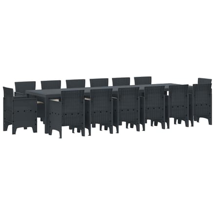 vidaXL - Tuin - Eettafel - Set - 15 - st - Antraciet - Polt - riet