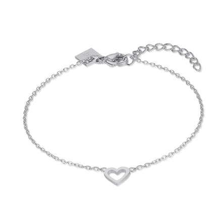 Twice As Nice Armband in zilver, open hartje 7 mm 16cm+3cm
