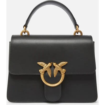 PINKO Handtas Schoudertas Love One Top Handle Mini Light White - Antique Gold Crème