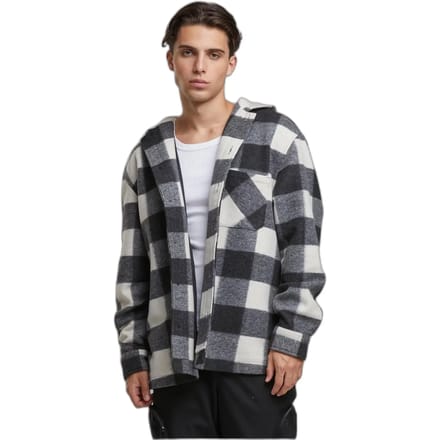 Urban Classics Big Check Jacket With Hood Tussenseizoensjas zwart-gebroken wit L