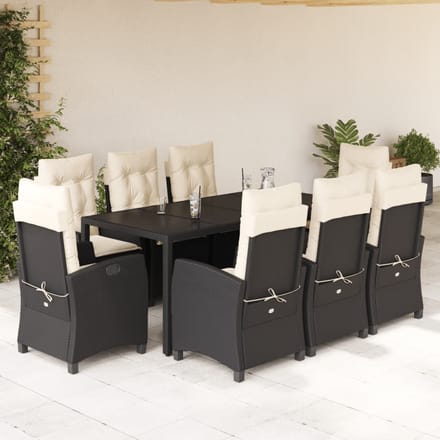 vidaXL - 9-delige - Tuinset - poly - rattan - zwart