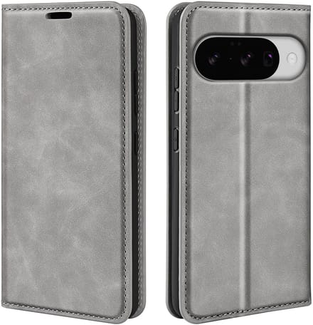 MobyDefend Hoesje - Geschikt voor Google Pixel 10 / Google Pixel 10 Pro - Luxe Wallet Bookcase (Magnetische Sluiting) - Grijs
