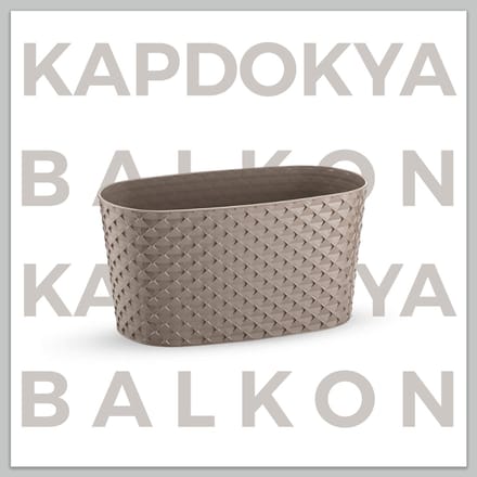 Bloempotten - Set van 2 - ovaal - taupe - sierpot met wateropvang - 30cm - bloembak