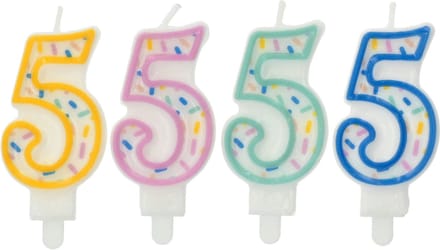 Folat - Kaars Sprinkles Cijfer 5 Assorti - 9 cm