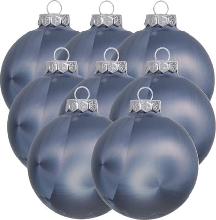 Othmar Decorations Luxe kerstballen - 8x st - 8 cm - donkerblauw - glas - ice finish