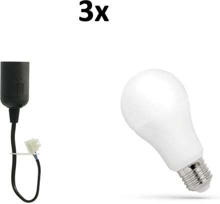 3x Verhuisfitting E27 & 11,5W E27 Lamp 4000K