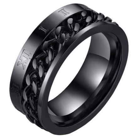 Mendes heren ring Cuban Link Roman Numeral Black-20mm