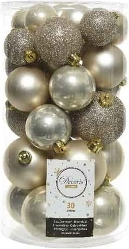 Decoris kerstballen - 60x st - champagne - 4-5-6 cm - kunststof - kerstversiering