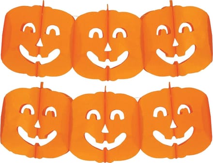 Halloween feestslinger pompoenen - 2x - 3 meter - oranje - van papier