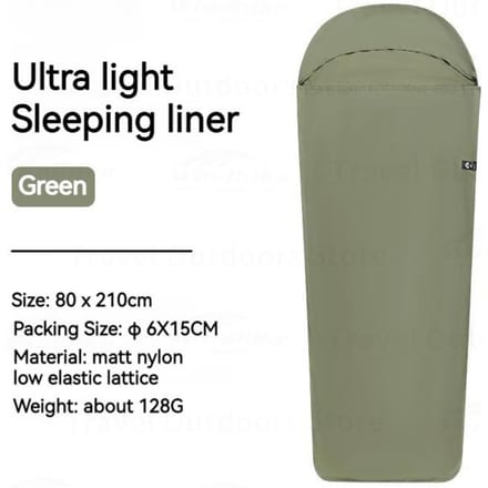 Sac de couchage doublure mini été momie insert sac de couchage doublure velours dans le sac de couchage momie ultra-léger vert