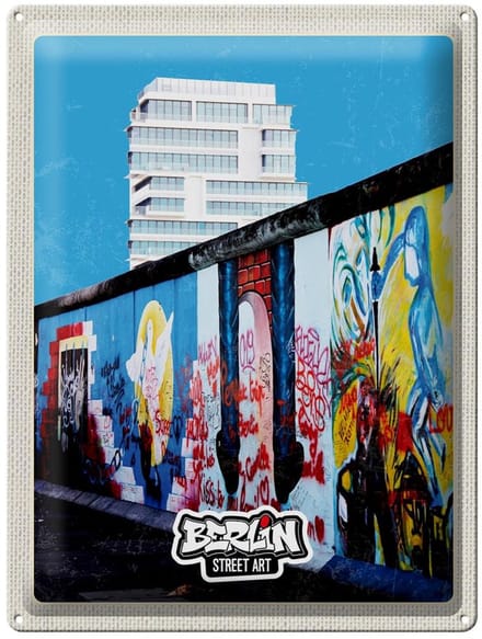 Blechschild Reise 30x40cm Berlin Berliner Mauer Graffiti