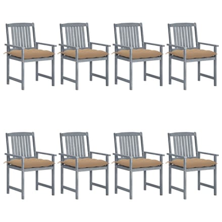 vidaXL - Tuinstoelen - 8 - st - met - kussens - massief - acaciahout - grijs