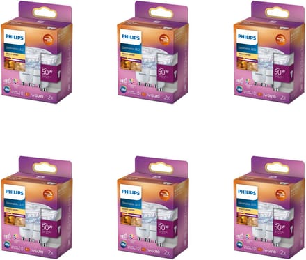 Philips Voordeelverpakking - GU10 - LED Spotlamp - 50W - Dimbaar - Warmwit Licht - Set van 12 Stuks