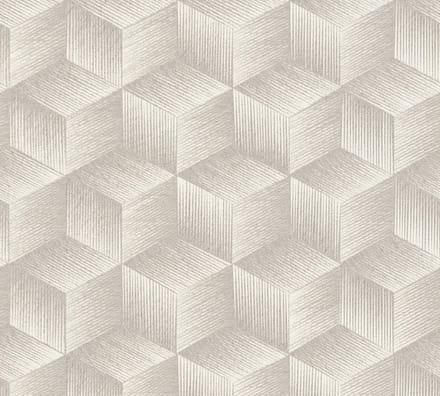 3D RETRO BEHANG | Grafisch - Grijs Warm Wit - A.S. Création Natural Living D`eco