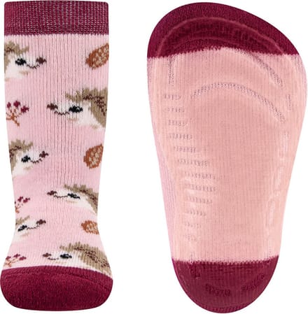 Ewers Antislipsok - Roze en Roodroze - Egeltjes Ecru/Beige - Siliconenzool-21/22