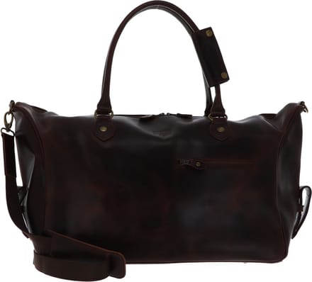 BUCKLE & SEAM Leren reistas Linwood Weekender Brown / Dot donkerbruin