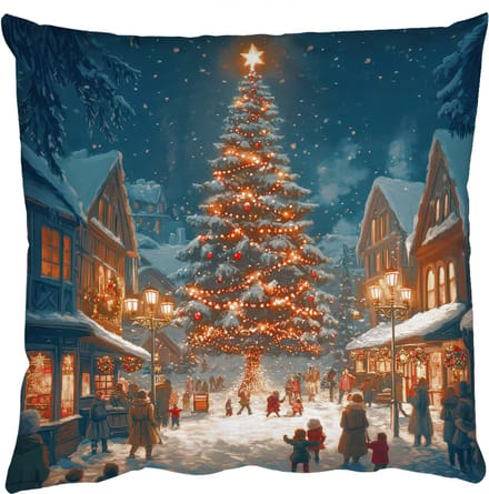 Sierkussens - Kussentjes Woonkamer - 45x45 cm - Kerstfeest - Dorp - Donker