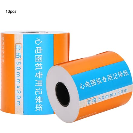 10 pièces Papier Thermique pour Électrocardiographe Papier à Dessin d'Impression pour Machine Électrocardiographe 50 mm x 20 m blue