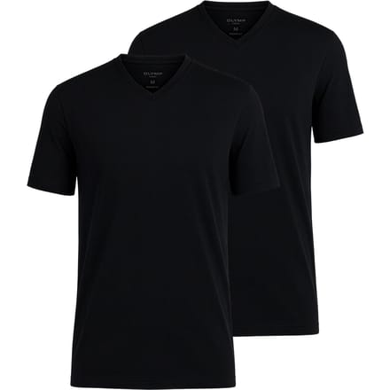 T-shirt met geribde V-hals in een set van 2 stuks