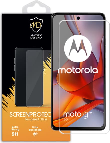 MobyDefend Screenprotector - Geschikt voor Motorola Moto G75 - Case-Friendly Screensaver - Gehard Glas