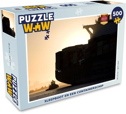 Puzzel Sleepboot en een containerschip - Legpuzzel - Puzzel 500 stukjes