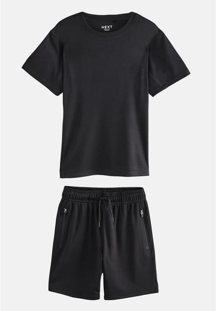 Next - Jongens - Set van sport-T-shirt en short - Zwart
